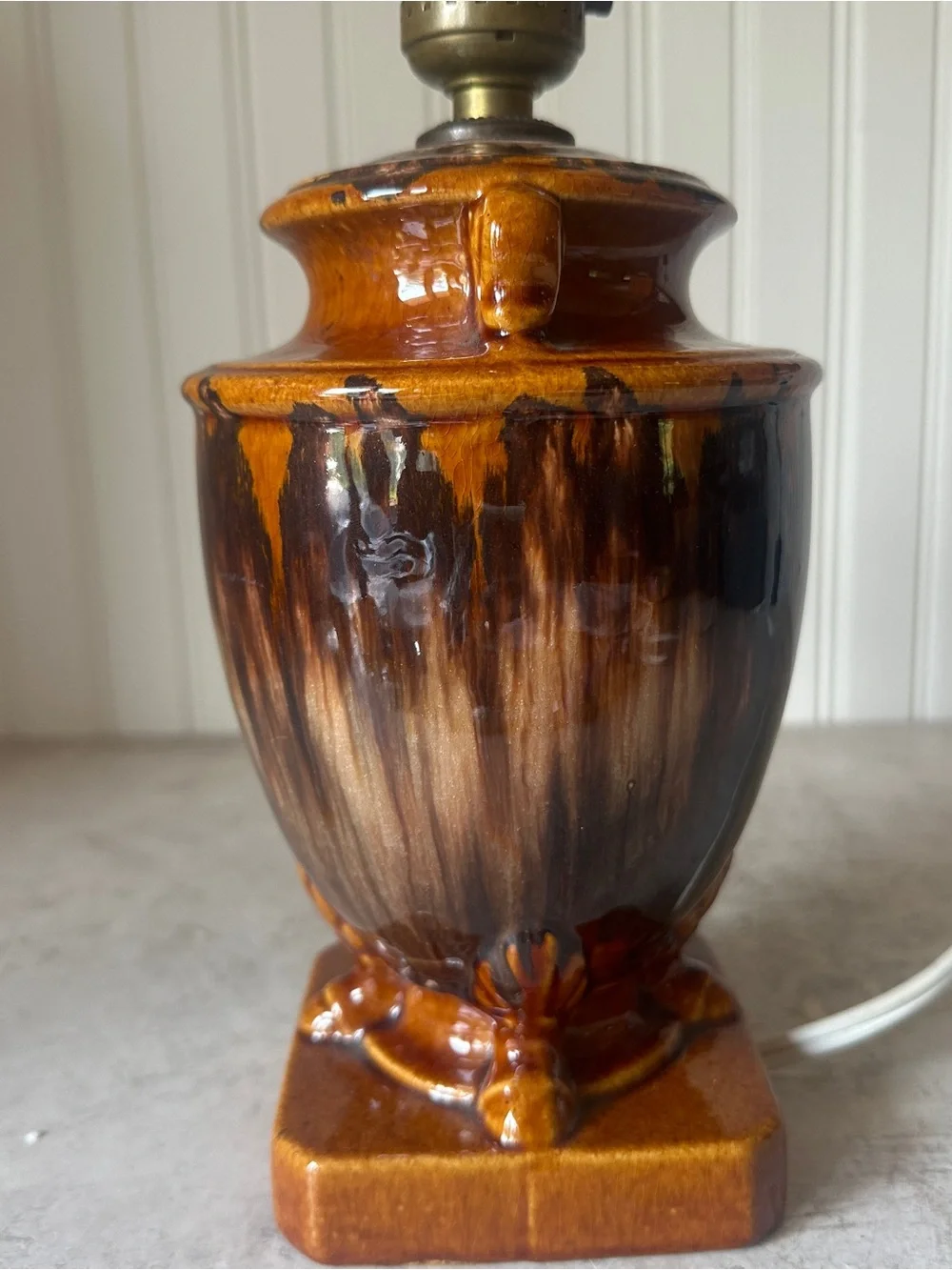 Brush McCoy Pottery Onyx Drip Glaze Urn Table Lamp Brown Arts & Crafts 1920s 30s